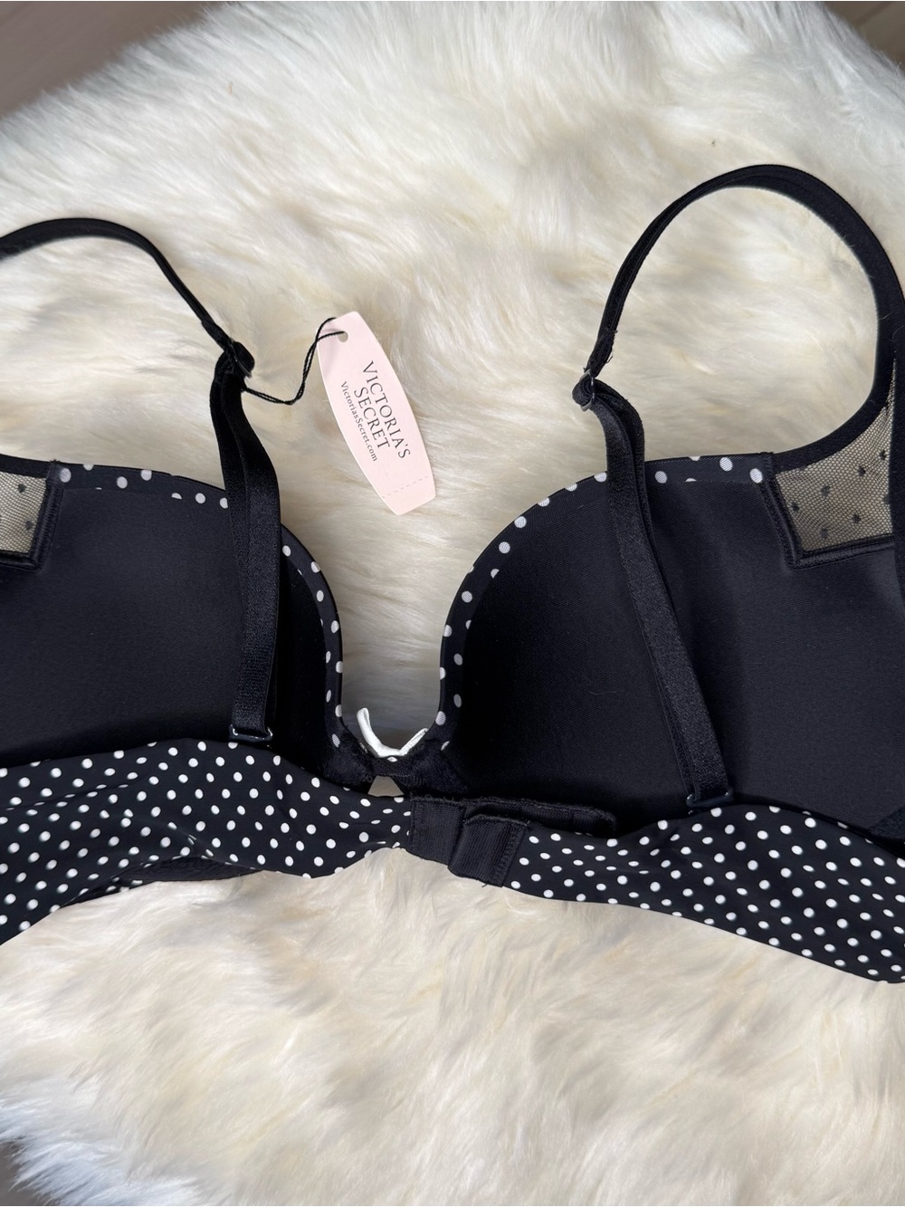 NWT Victoria's Secret Black and White Polka Dot Push-Up Bra 34B - Picture 5 of 8